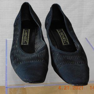 J. Renee Averill Black Pump Block Heels Square Toe